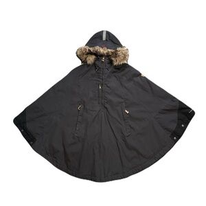 Fjallraven Luhkka G-1000 Cape Poncho Faux Fur Hooded Women's X-Small Black